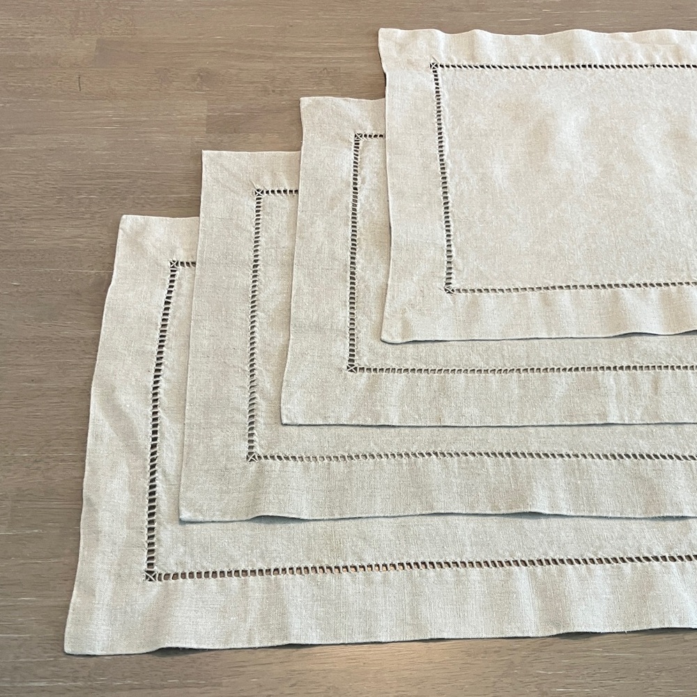 Natural Color Linen Placemats - Four 14.5 x 19 inch - Picture 3 of 7